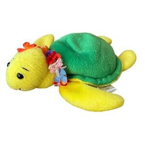 Vintage Hawaiian Turtle Plush Aukai Green Sea Turtle Beanie Lei 1998 Islander